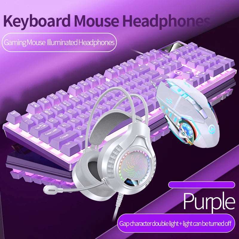 Gaming Keyboard Mouse Headphone Set Wired