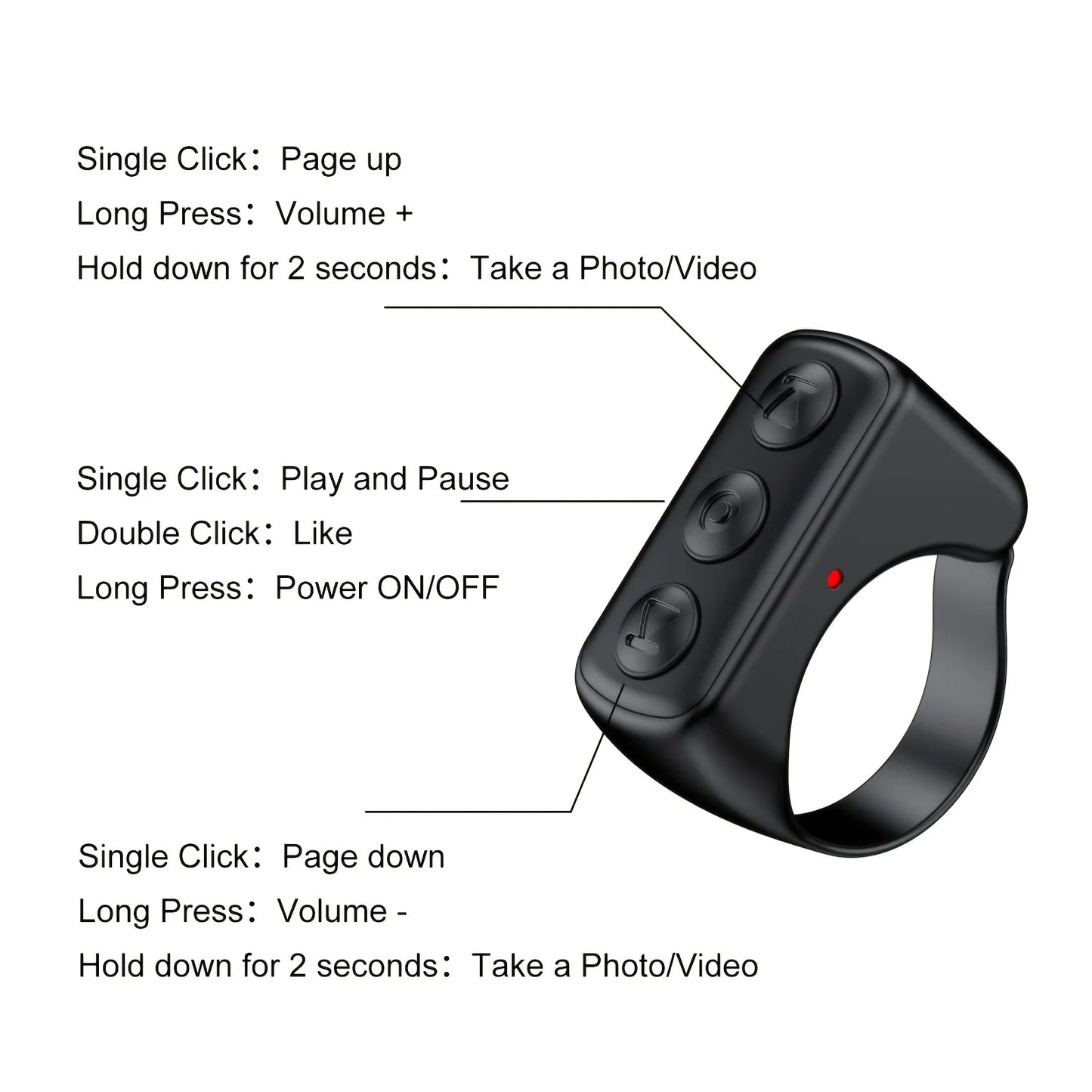 Bluetooth 5.3 Ring Wireless Remote Control