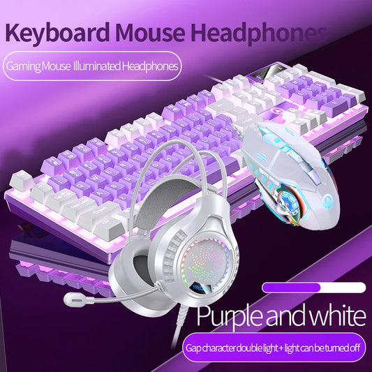 Gaming Keyboard Mouse Headphone Set Wired
