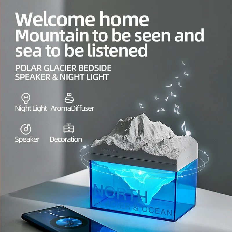 Glacier Wireless Speaker, Night Light and Aroma diffuser