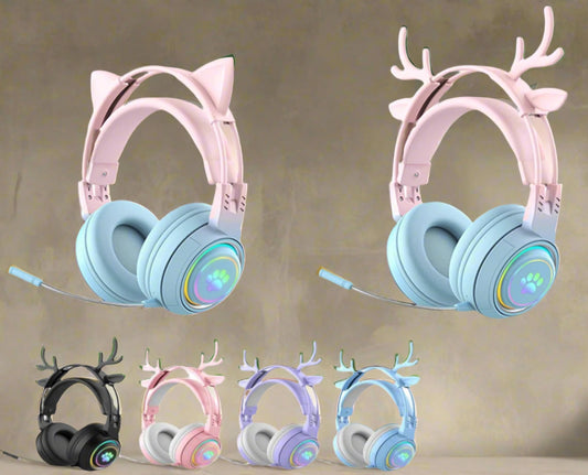 2 in 1 Cute Antlers/Cat Ears Wireless Bluetooth Headphones